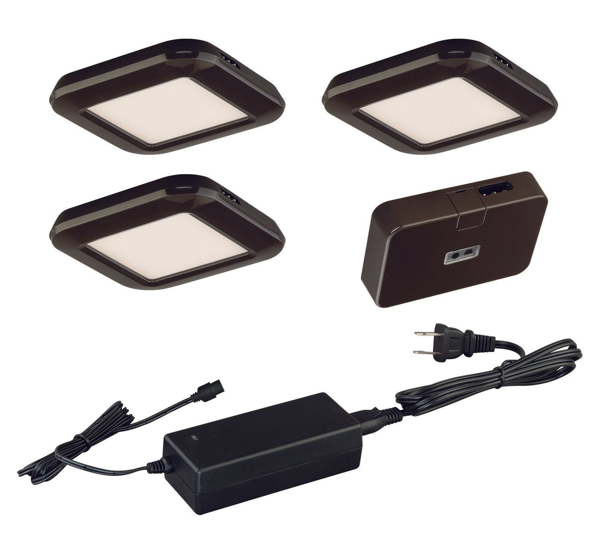 Vaxcel X0032 X002 Instalux Plastic Low Profile LED Under Cabinet Puck Light 3-pack Kit Bronze
