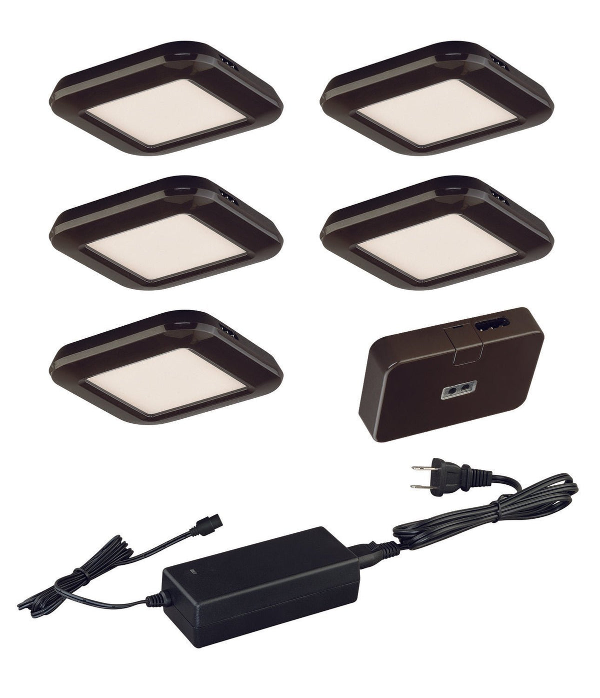 Vaxcel X0033 X003 Instalux Plastic Low Profile LED Under Cabinet Puck Light 5-pack Kit Bronze