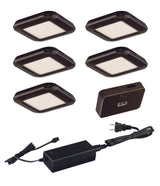Vaxcel X0033 X003 Instalux Plastic Low Profile LED Under Cabinet Puck Light 5-pack Kit Bronze