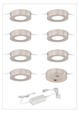 Vaxcel X0083 X0059 Instalux Plastic Dual Mount LED Under Cabinet Puck Light 7-pack Kit Satin Nickel