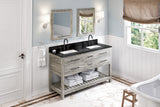 Jeffrey Alexander Wavecrest 60" Weathered Grey Double Sink Bathroom Vanity with Black Granite Top - 8 in. Widespread Faucet Top product image 6