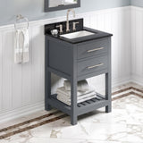 Jeffrey Alexander Wavecrest 24" Grey Single Sink Bathroom Vanity with Black Granite Top - 8 in. Widespread Faucet Top product image 2