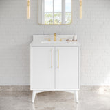 Jeffrey Alexander Dashwood White Single Sink Bathroom Vanity with White Quartz Top - Single-Hole Faucet Top - VKITDAS30WHWQR