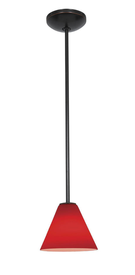 Access Lighting 28004-1R-ORB/RED oil rubbed bronze / red glass pendant light