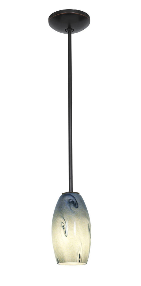 Access Lighting 28011-1R-ORB/BLUSKY oil rubbed bronze / blue sky glass pendant light