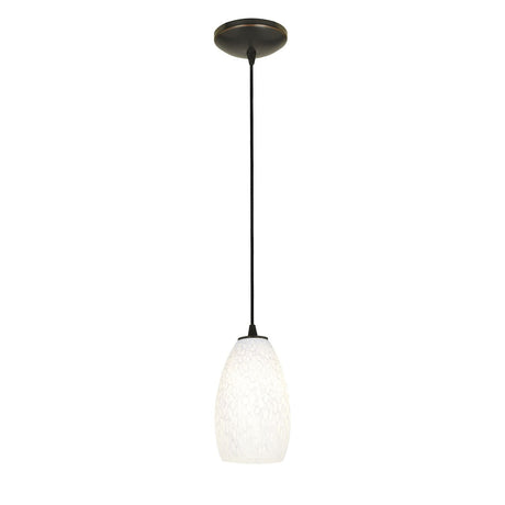 Access Lighting 28012-1C-ORB/WHST oil rubbed bronze / white stone glass pendant light