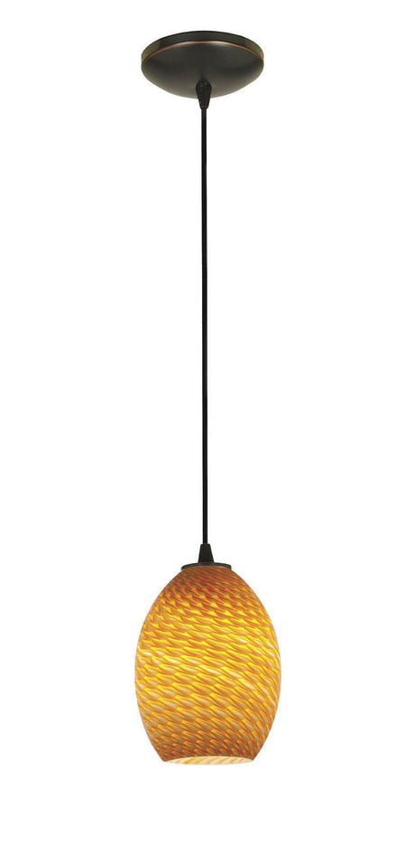 Access Lighting 28023-1C-ORB/AMBFB oil rubbed bronze / amber fire bird glass pendant light