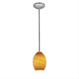 Access Lighting 28023-1R-BS/AMBFB Janine FireBird Glass Pendant Brushed Steel / Amber Fire Bird