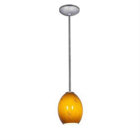 Access Lighting 28023-1R-BS/ASKY Janine FireBird Glass Pendant Brushed Steel / Amber Sky