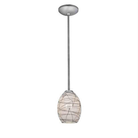 Access Lighting 28023-1R-BS/BLWH Janine FireBird Glass Pendant Brushed Steel / Black White