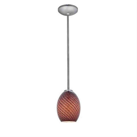 Access Lighting 28023-1R-BS/PLMFB Janine FireBird Glass Pendant Brushed Steel / Plum Fire Bird