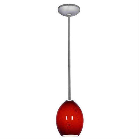 Access Lighting 28023-1R-BS/RUSKY Janine FireBird Glass Pendant Brushed Steel / Ruby Sky