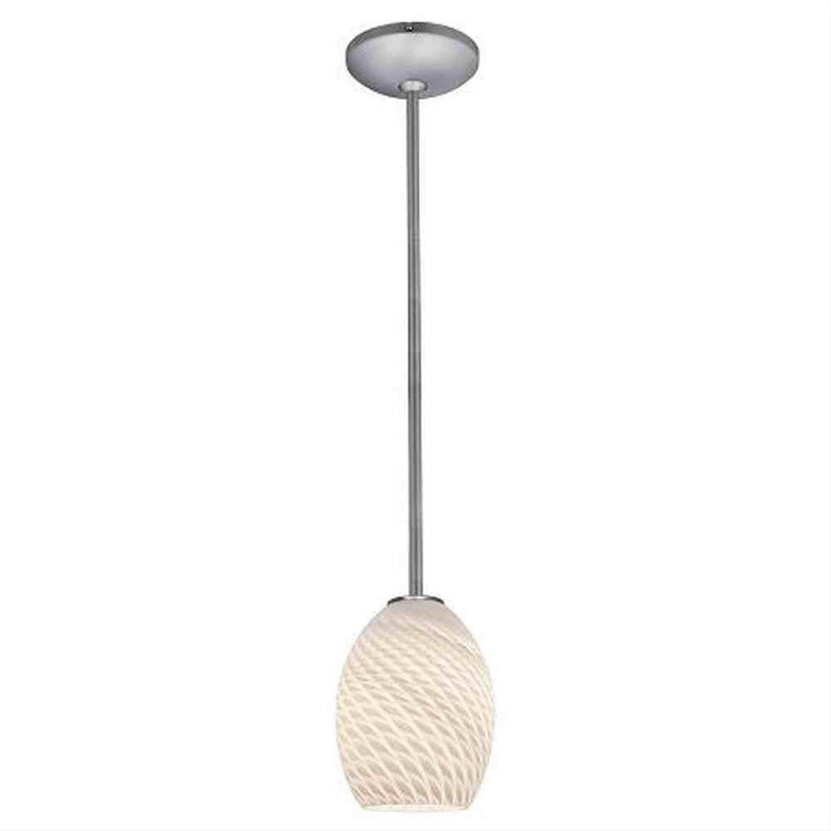 Access Lighting 28023-1R-BS/WHTFB Janine FireBird Glass Pendant Brushed Steel / White Fire Bird