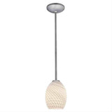 Access Lighting 28023-1R-BS/WHTFB Janine FireBird Glass Pendant Brushed Steel / White Fire Bird