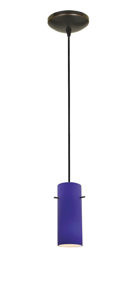 Access Lighting 28030-1C-ORB/COB oil rubbed bronze / cobalt blue glass pendant light