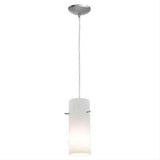 Access Lighting 28030-1R-BS/OPL Janine Cylinder Glass Pendant Brushed Steel / Opal