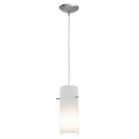 Access Lighting 28030-1R-BS/OPL Janine Cylinder Glass Pendant Brushed Steel / Opal