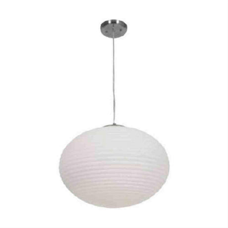 Access Lighting 50181LEDDLP-BS/OPL Callisto Ribbed OPL Glass Pendant Brushed Steel