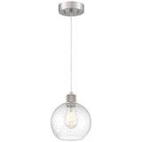 Access Lighting 63142LEDDLP-BS/SDG Port Nine Burgundy Brushed Steel Seeded Glass