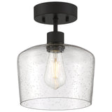 Access Lighting 63147LEDDLP-MBL/SDG Port Nine Chardonnay Matte Black Seeded Glass