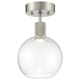 Access Lighting 63148LEDD-BS/SDG Port Nine Burgundy Brushed Steel Seeded Glass