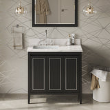 Jeffrey Alexander Percival 36" Black Single Sink Bathroom Vanity with Calacatta Vienna Quartz Top - 8 in. Widespread Faucet Top product image 2