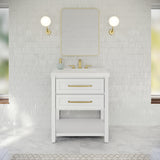 Jeffrey Alexander Kipling 31" White Single Sink Bathroom Vanity with White Resin Top - Single-Hole Faucet Top