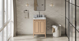 Jeffrey Alexander Percival 24" Natural Oak Single Sink Bathroom Vanity with White Carrara Marble Top - 8 in. Widespread Faucet Top product image 6