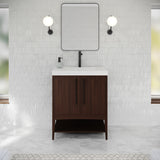 Jeffrey Alexander Tempest 30" Dark Walnut Single Sink Bathroom Vanity with White Resin Top - Single-Hole Faucet Top - VKTEM30DWWDDWRE product image 2