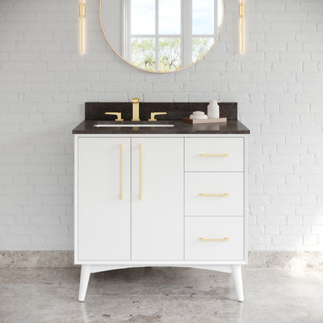 Jeffrey Alexander Dashwood White Single Sink Bathroom Vanity with Blue Limestone Top - 8 in. Widespread Faucet Top - VKITDAS36WHLSR