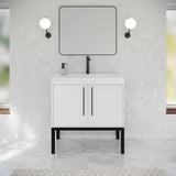 Jeffrey Alexander Tempest 36" White Single Sink Bathroom Vanity with White Resin Top - Single-Hole Faucet Top - VKTEM36WHSQRE product image 2