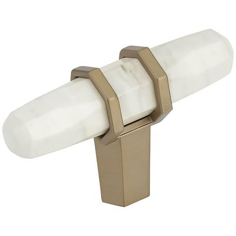 Amerock BP36647MWBBZ BP36647 Carrione 2-1/2" Length Cabinet Knob Marble White/Golden Champagne