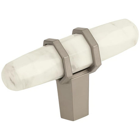 Amerock BP36647MWG10 BP36647 Carrione 2-1/2" Length Cabinet Knob Marble White/Satin Nickel