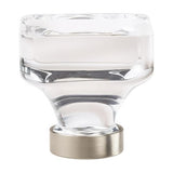 Amerock BP36653CG10 BP36653 Glacio 1-3/8" Aluminum/Glass Square Crystal Cabinet Knob Satin Nickel