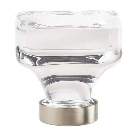Amerock BP36653CG10 BP36653 Glacio 1-3/8" Aluminum/Glass Square Crystal Cabinet Knob Satin Nickel
