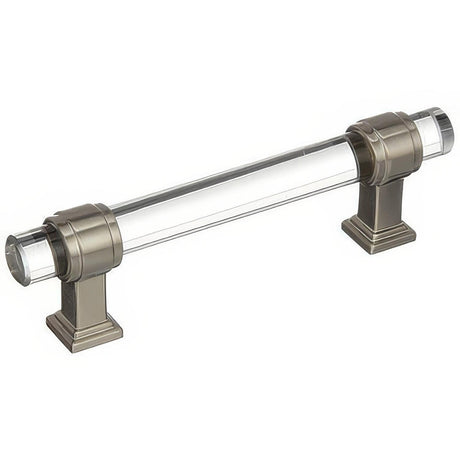 Amerock BP36654CG10 BP36654 Glacio 3-3/4" Centers Clear Crystal Cabinet Pull Satin Nickel
