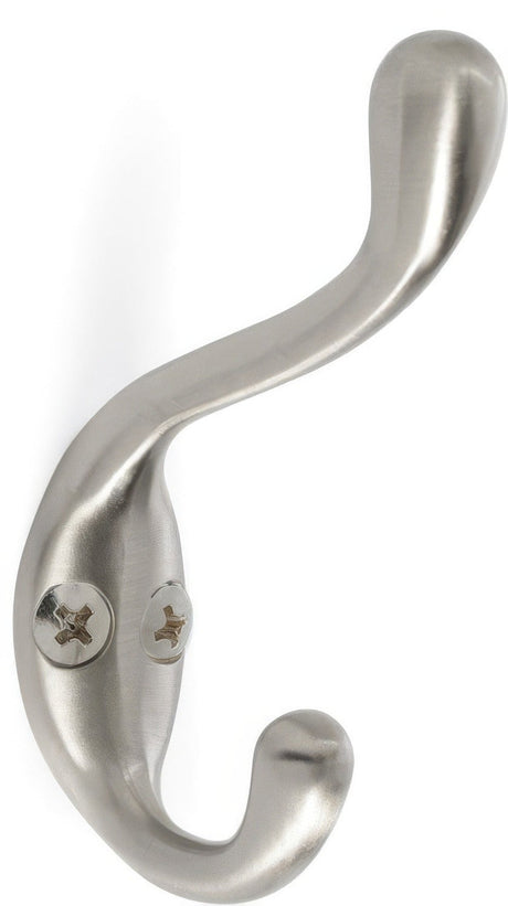 Amerock H55445G10 H55445 Single Hooks Double Coat and Hat Hook Satin Nickel