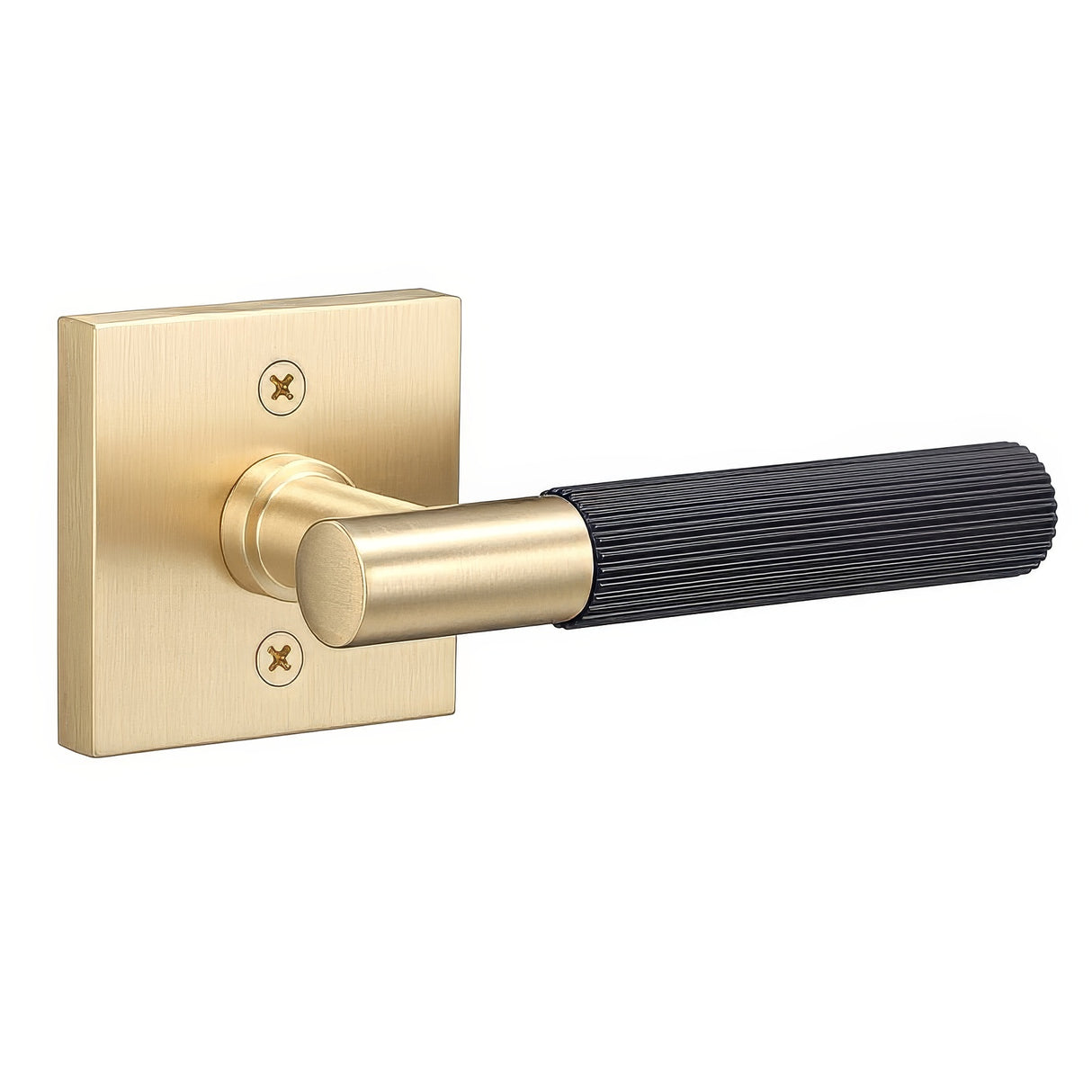 Sure-Loc AP100-SQ SB GRIP-SKN FBL satin brass / flat black dummy door lever