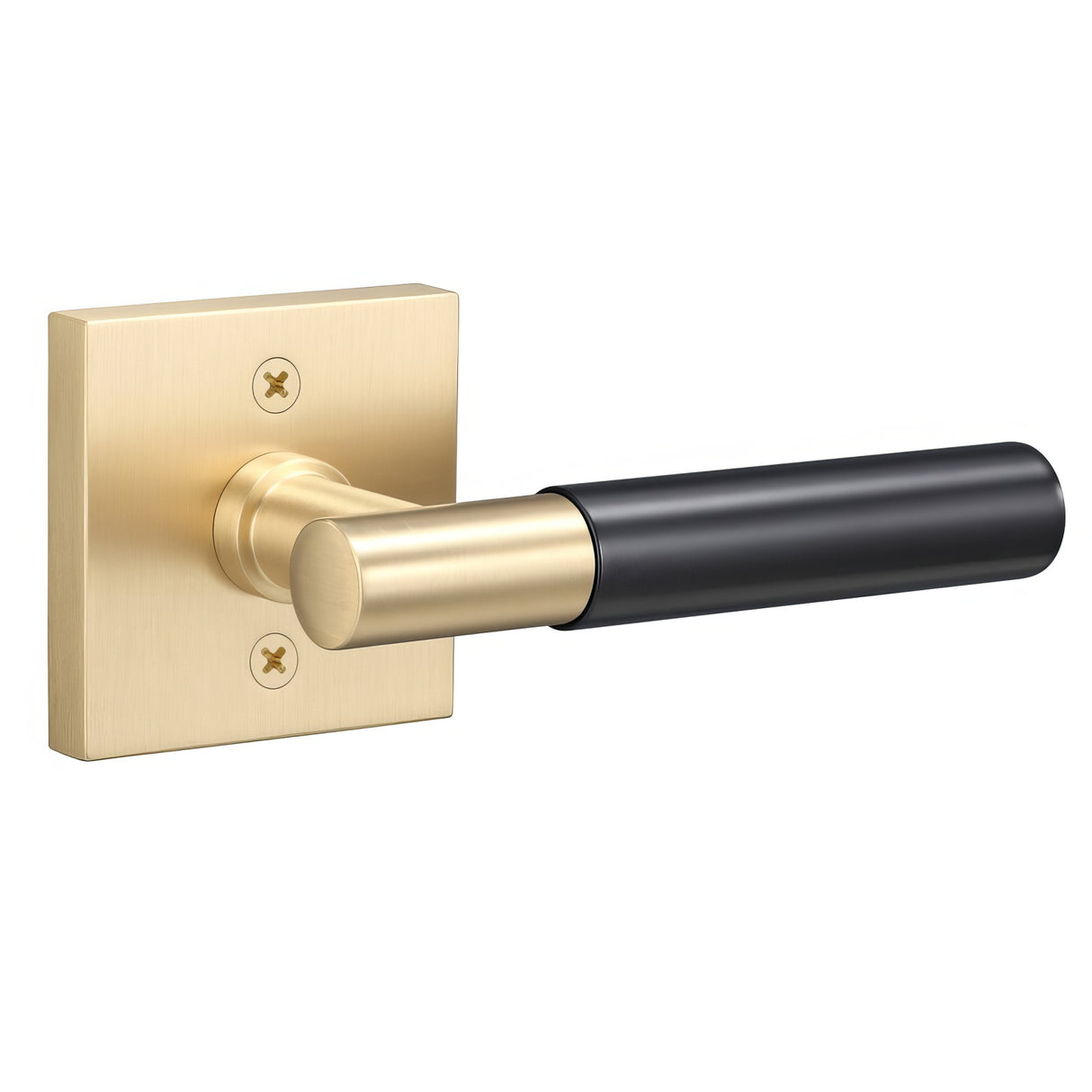 Sure-Loc AP100-SQ SB GRIP-SM FBL satin brass / flat black dummy door lever