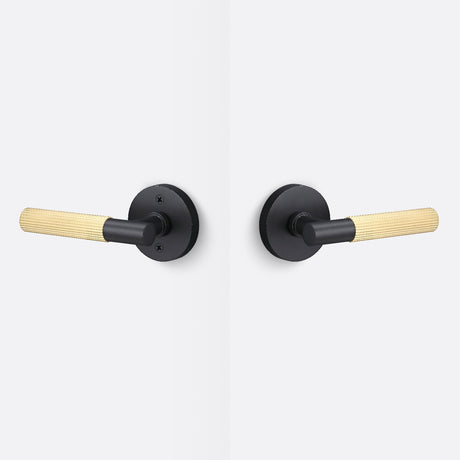 Sure-Loc AP101-RD FBL GRIP-SKN SB flat black / satin brass passage door lever