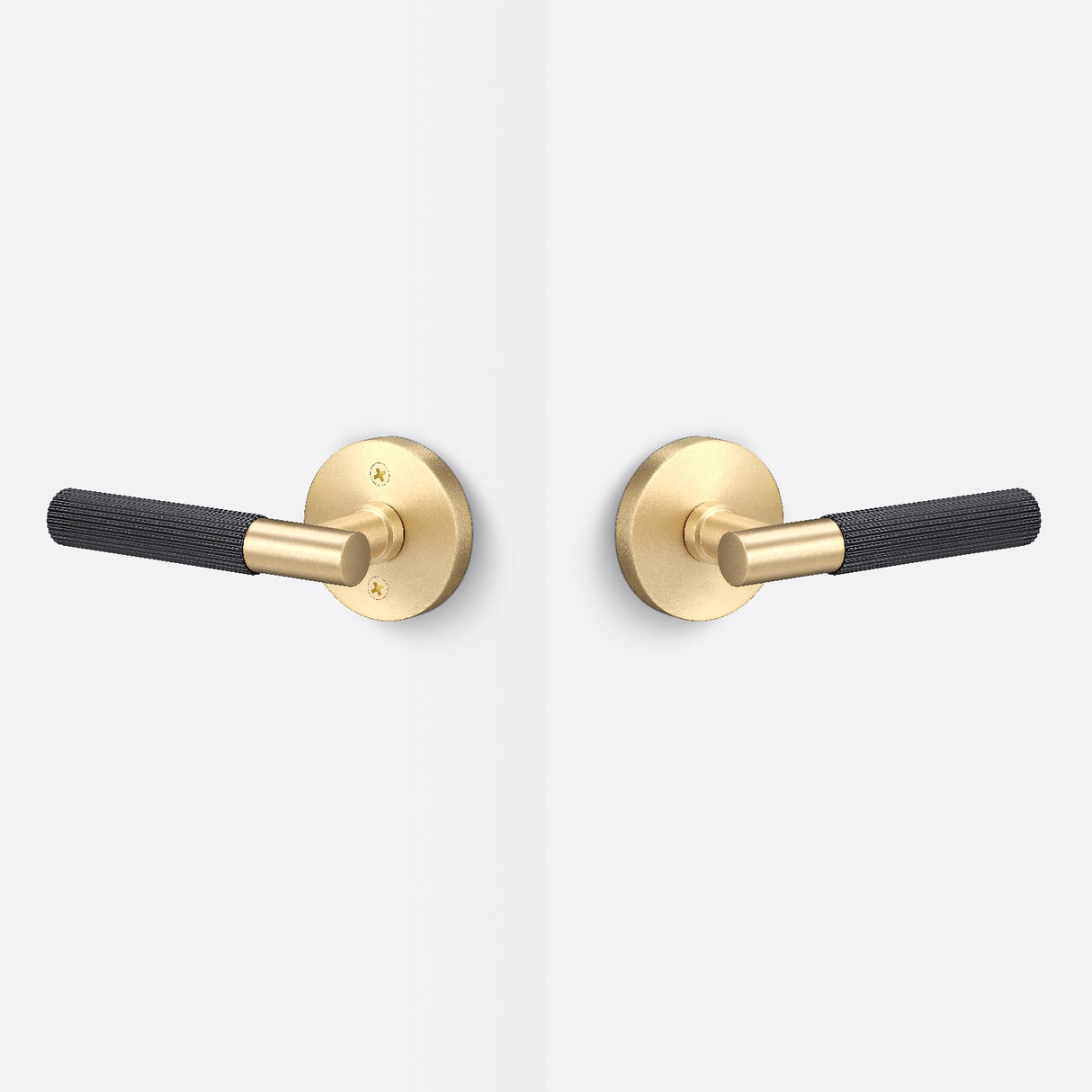 Sure-Loc AP101-RD SB GRIP-SKN FBL satin brass / flat black passage door lever