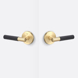 Sure-Loc AP101-RD SB GRIP-SKN FBL satin brass / flat black passage door lever