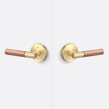 Sure-Loc AP101-RD SB GRIP-WN satin brass / walnut passage door lever