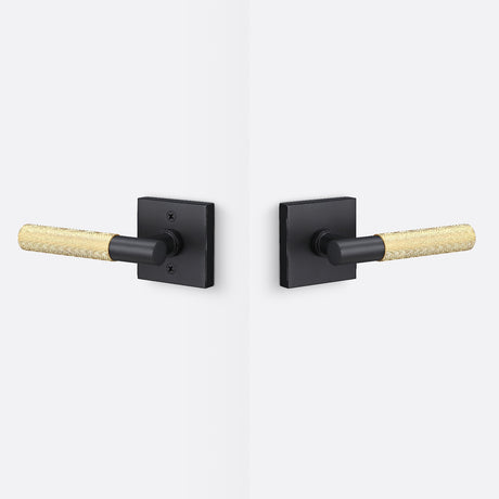 Sure-Loc AP101-SQ FBL GRIP-KN SB flat black / satin brass passage door lever