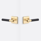 Sure-Loc AP101-SQ SB GRIP-SKN FBL satin brass / flat black passage door lever