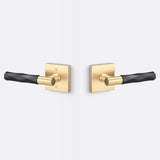 Sure-Loc AP101-SQ SB GRIP-VT FBL satin brass / flat black passage door lever