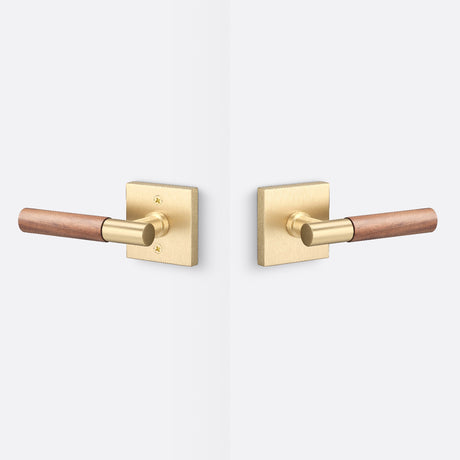 Sure-Loc AP101-SQ SB GRIP-WN satin brass / walnut passage door lever