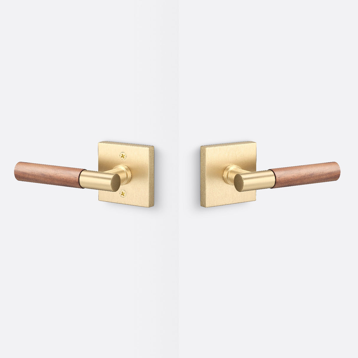 Sure-Loc AP101-SQ SB GRIP-WN satin brass / walnut passage door lever