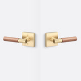 Sure-Loc AP101-SQ SB GRIP-WN satin brass / walnut passage door lever