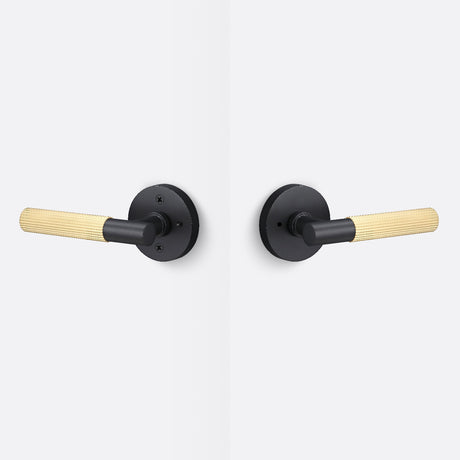 Sure-Loc AP102-RD FBL GRIP-SKN SB flat black / satin brass privacy door lever